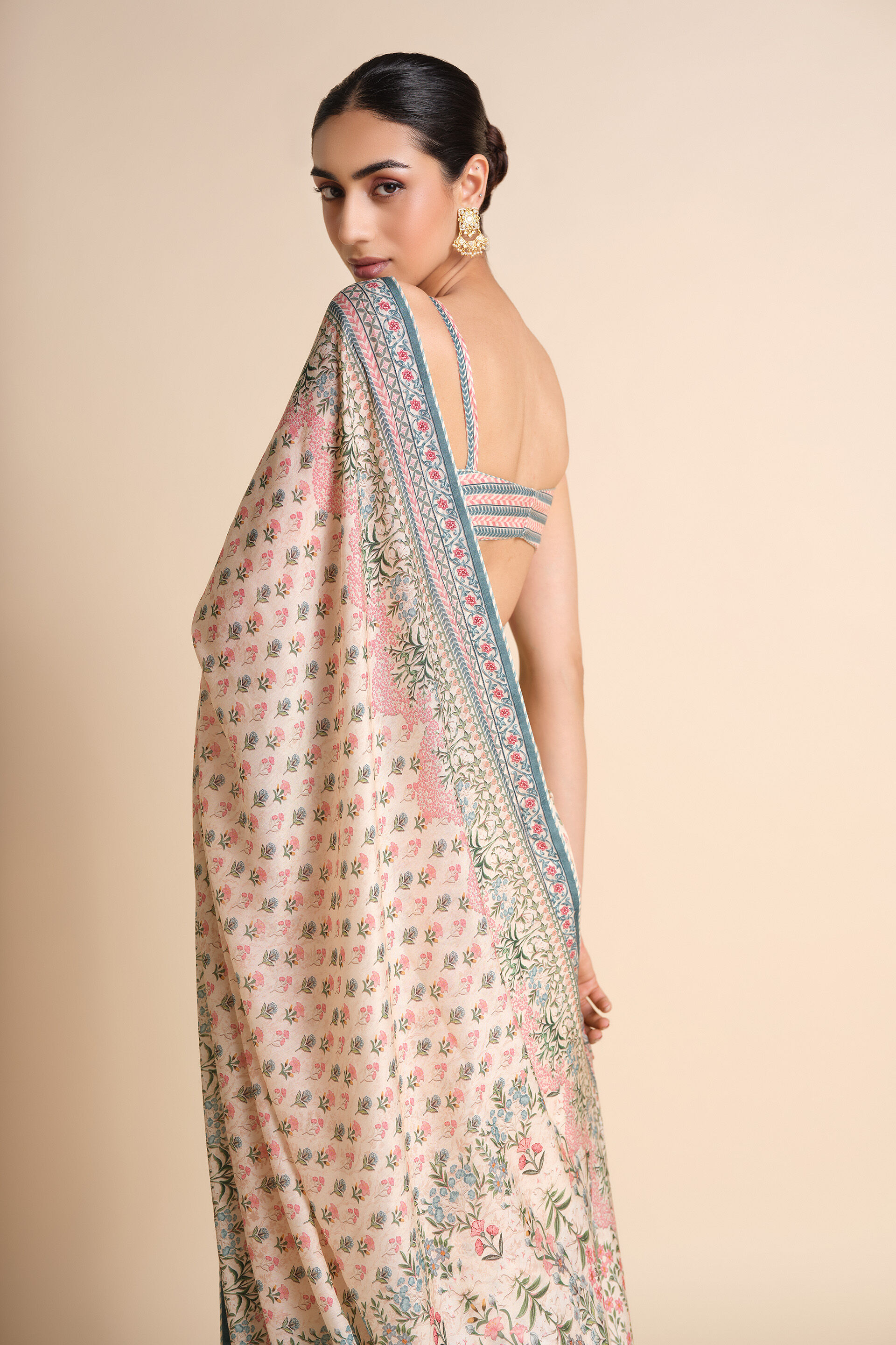 Desna Printed Silk Saree - Beige, Beige, image 8